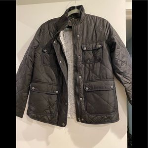 Black Quilted Fleece Lined Jacket